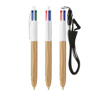 BIC® 4 Colours Wood Style with Lanyard